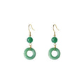 Green peace buckle geometric earrings with zinc alloy and 14K gold plating for Chinese style clothing