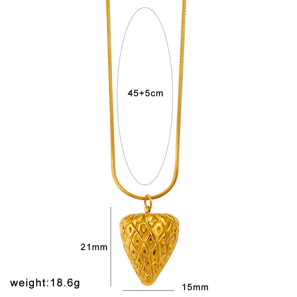 Stainless steel necklace with colourful fruit charm pendant in one of six designs