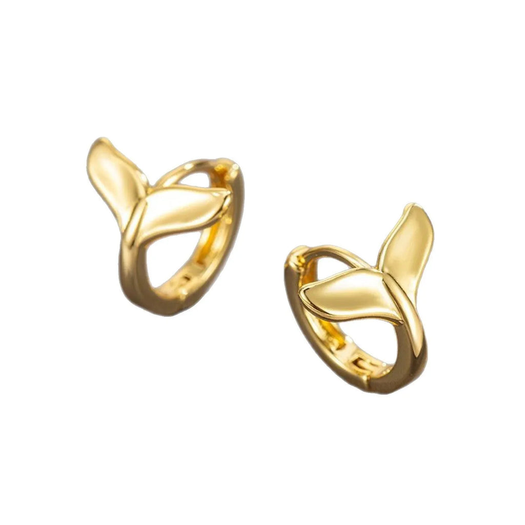 Women's fishtail earrings in electroplated copper with white gold or yellow gold finish