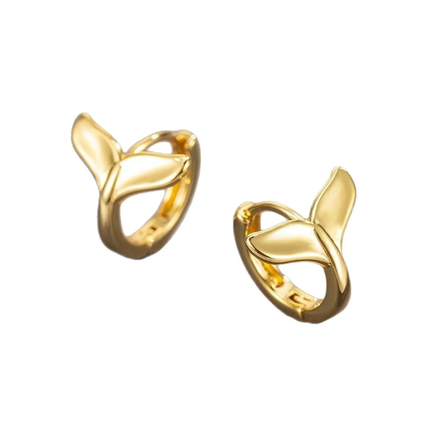 Women's fishtail earrings in electroplated copper with white gold or yellow gold finish