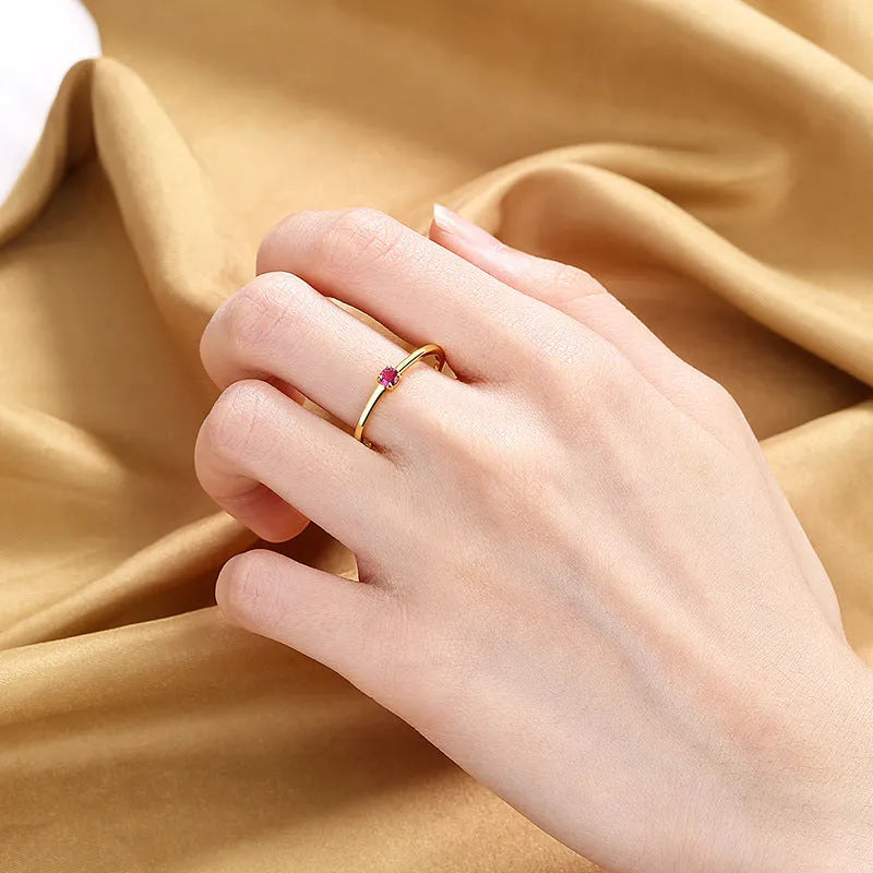 Twin Style women's copper geometric circle ring with single diamond in choice of four colours