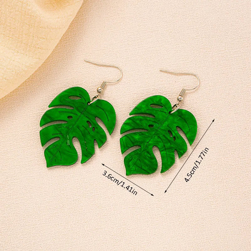 Acrylic drop shape earrings with botanical artwork in five colour options