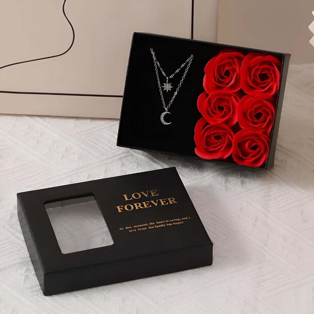Six handmade soap roses in gift box with handbag, Korean style Valentine's Day gift set
