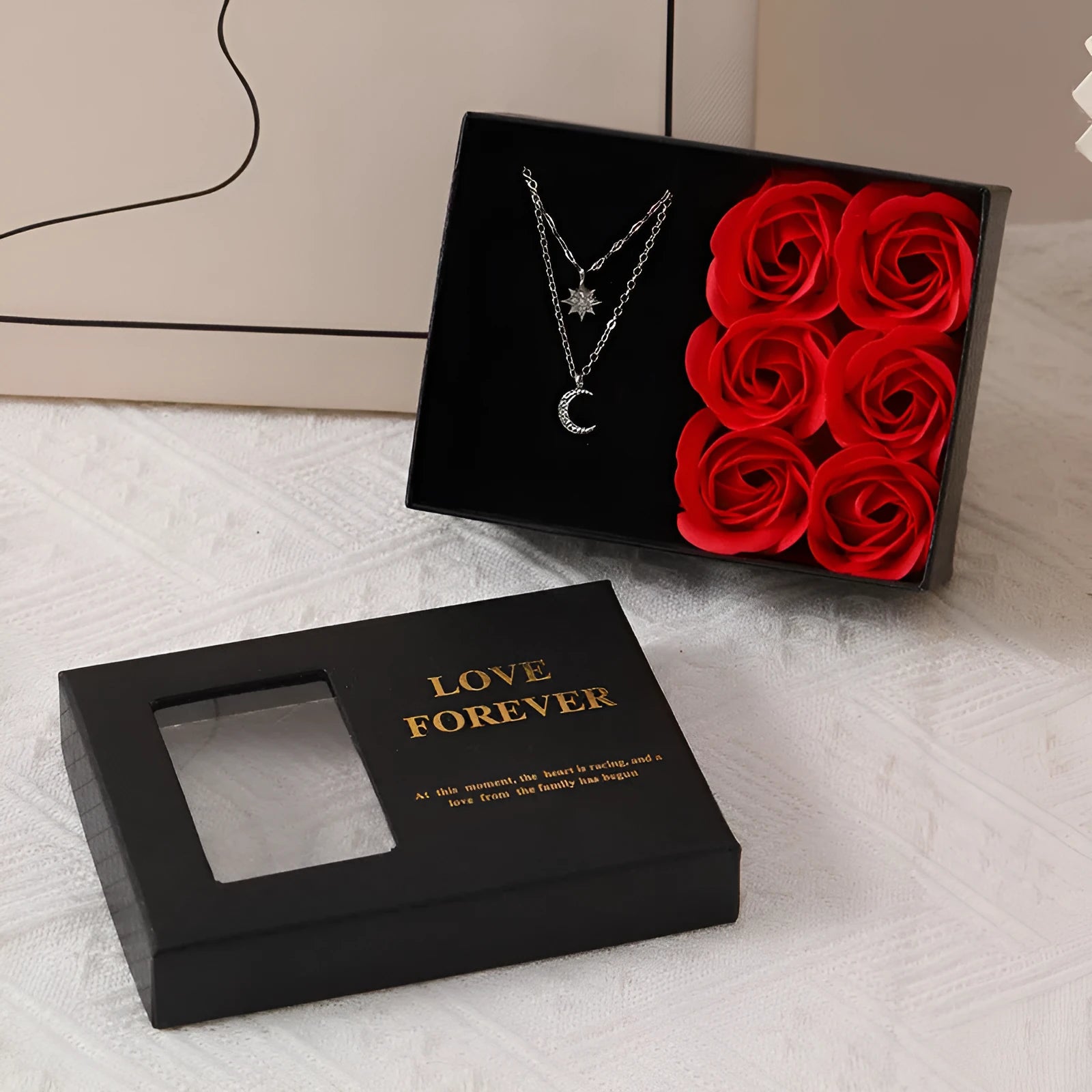 Six handmade soap roses in gift box with handbag, Korean style Valentine's Day gift set