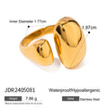 Women's geometric open ring in stainless steel with electroplated finish