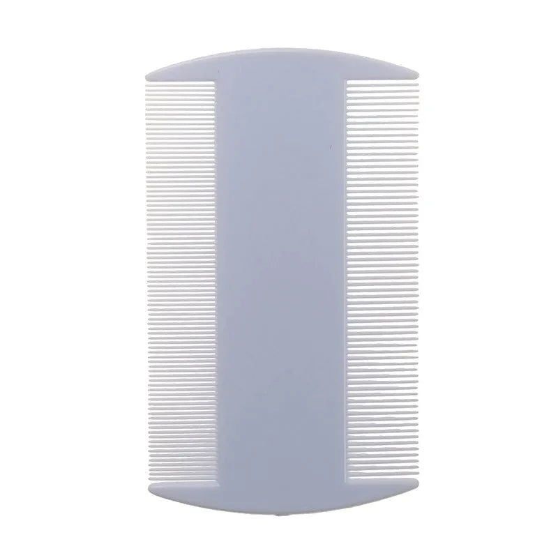Plastic fine teeth double-edged lice comb in 8x7.5cm size showing colour options
