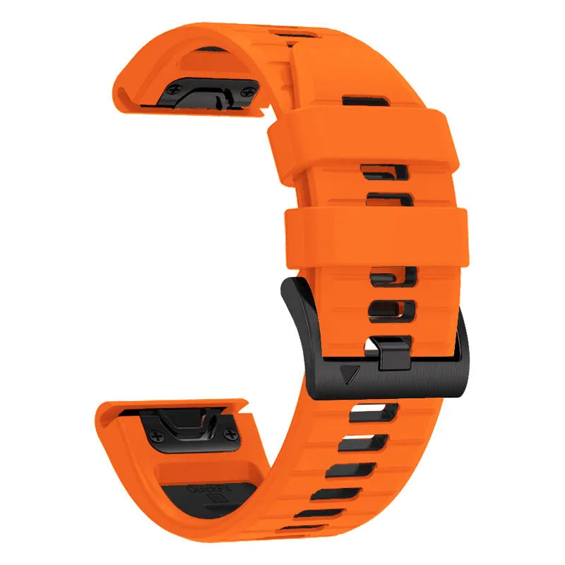 Two-tone quick release silicone watch strap for Garmin Fenix watches in Army Green Black colour.