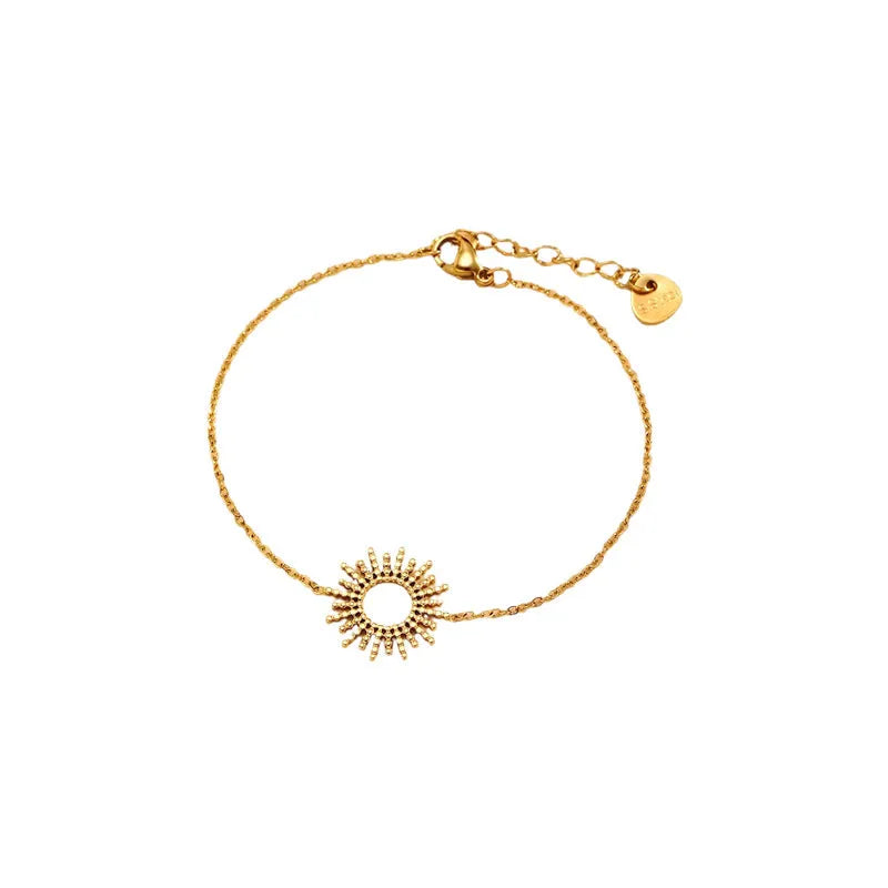 Sunflower Series women's jewellery set with geometric chain necklace and bracelet in gold colour