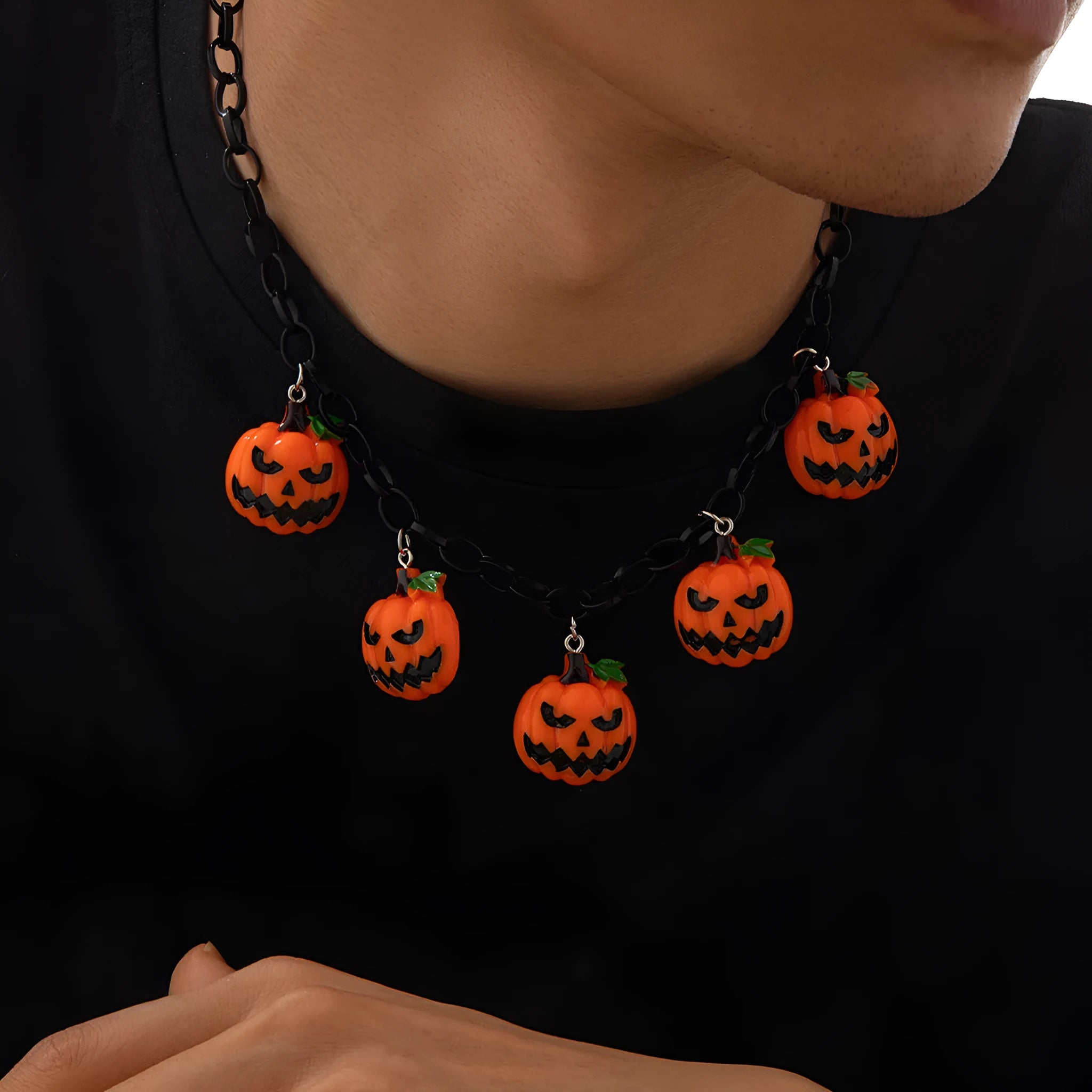 Halloween ghost pumpkin necklace with acrylic cartoon pendant in mixed colours