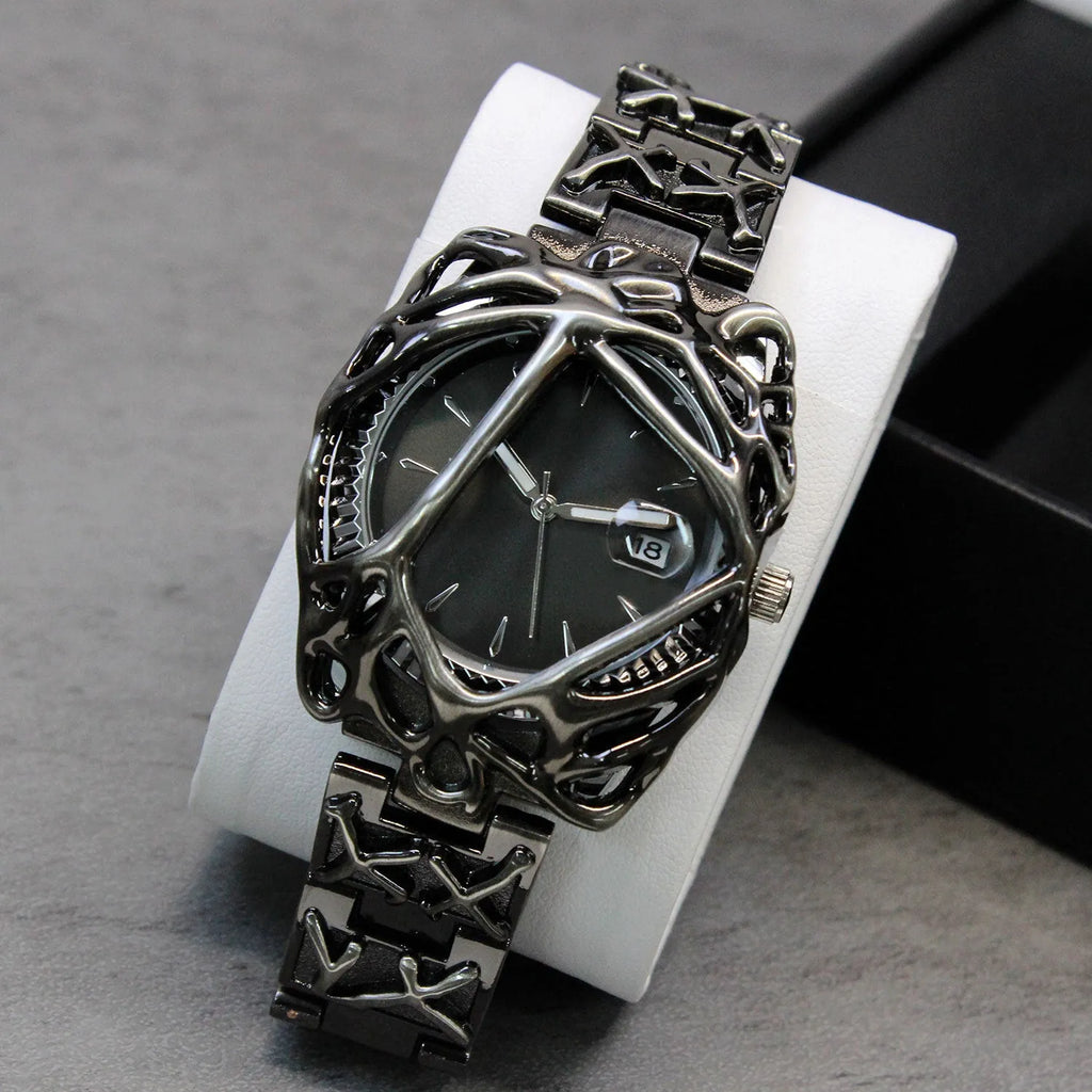 European-style special-shaped watch with blue purple dial and scale markings