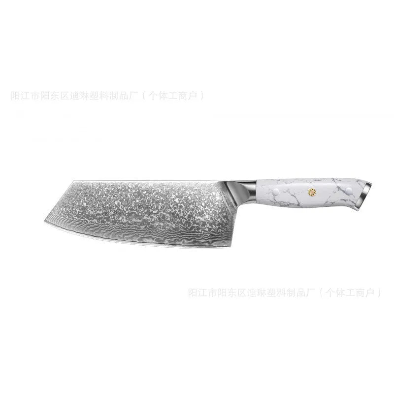 Damascus steel household chef's knife with VG10 core, 32cm total length for multi-purpose kitchen cutting