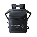 Black waterproof backpack dry bag with 25 litre capacity for water sports