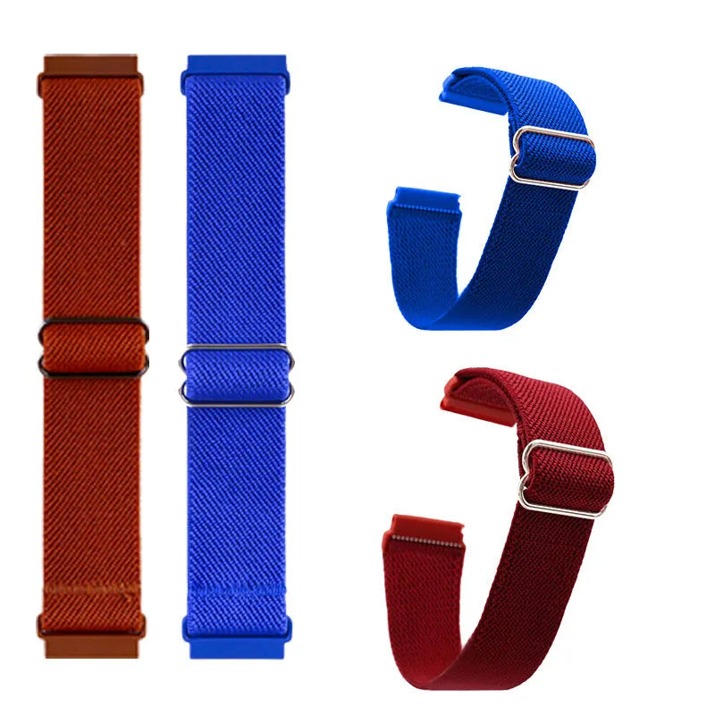 Quick release elastic polyester woven watch strap in black, 20mm width, for Samsung, Garmin, Huawei smartwatches