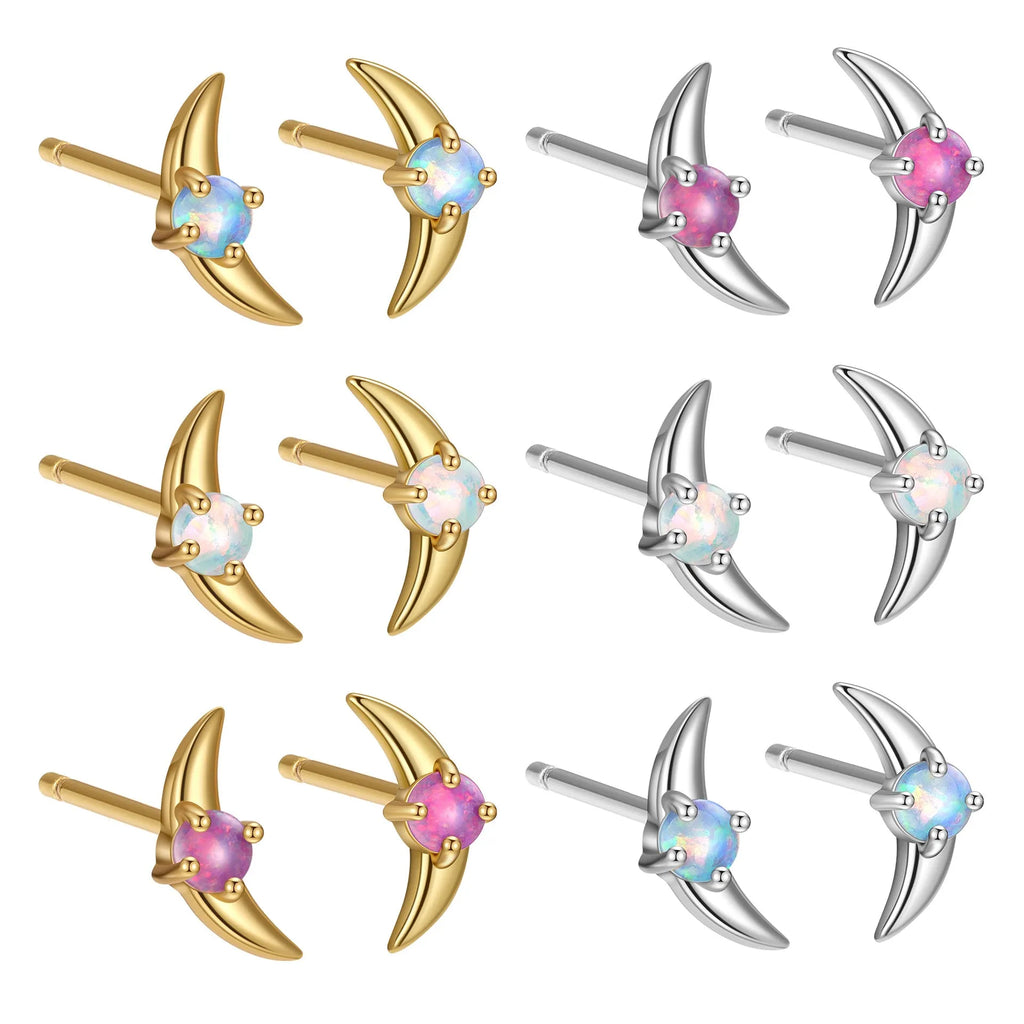 Women's geometric earrings in 925 silver with electroplated finish showing six colour variations