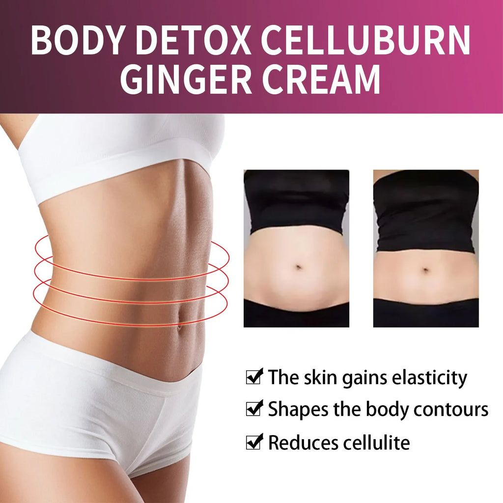 15g tube of ginger thigh slimming and tightening body cream with olive oil and hyaluronic acid.