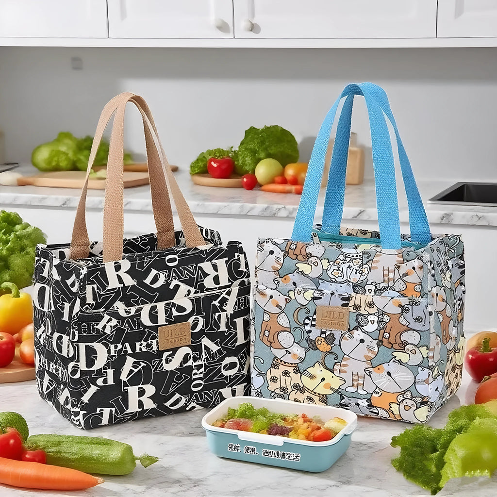 Women's printed canvas tote bag with aluminium frame in floral and animal print designs
