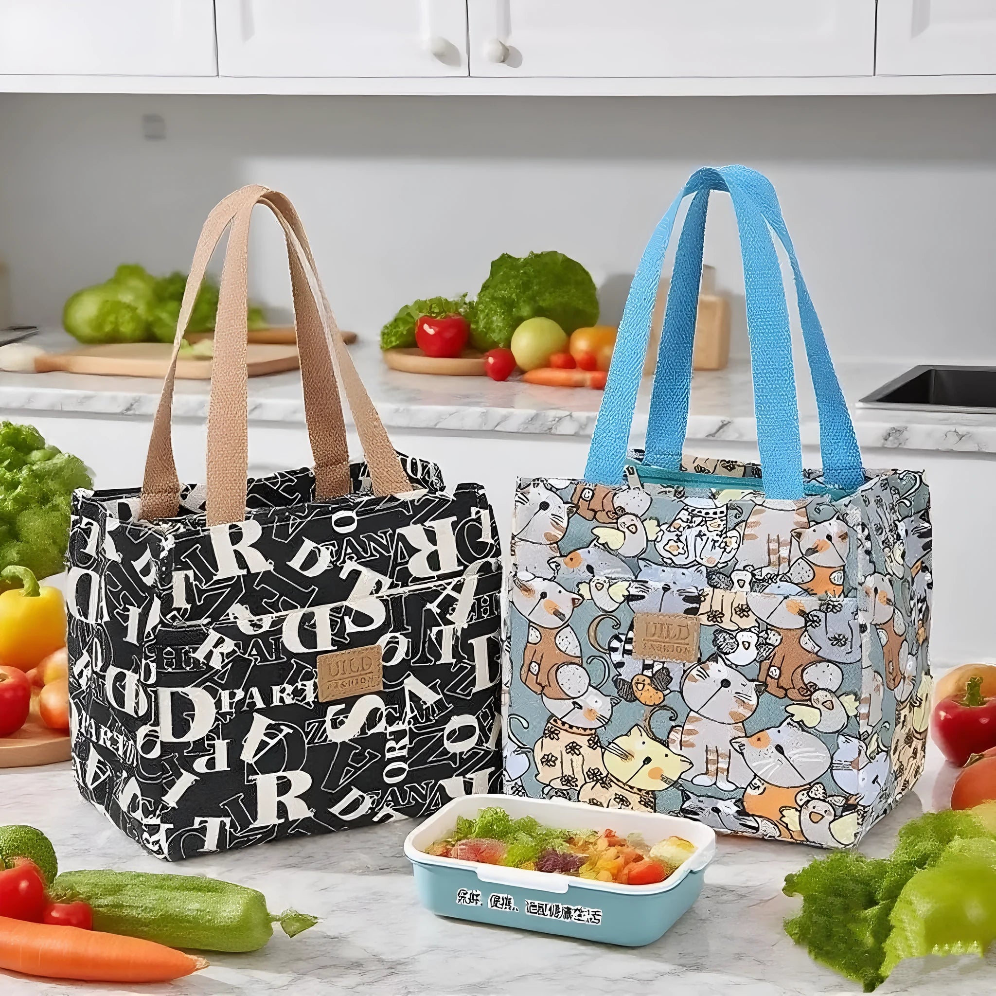 Women's printed canvas tote bag with aluminium frame in floral and animal print designs
