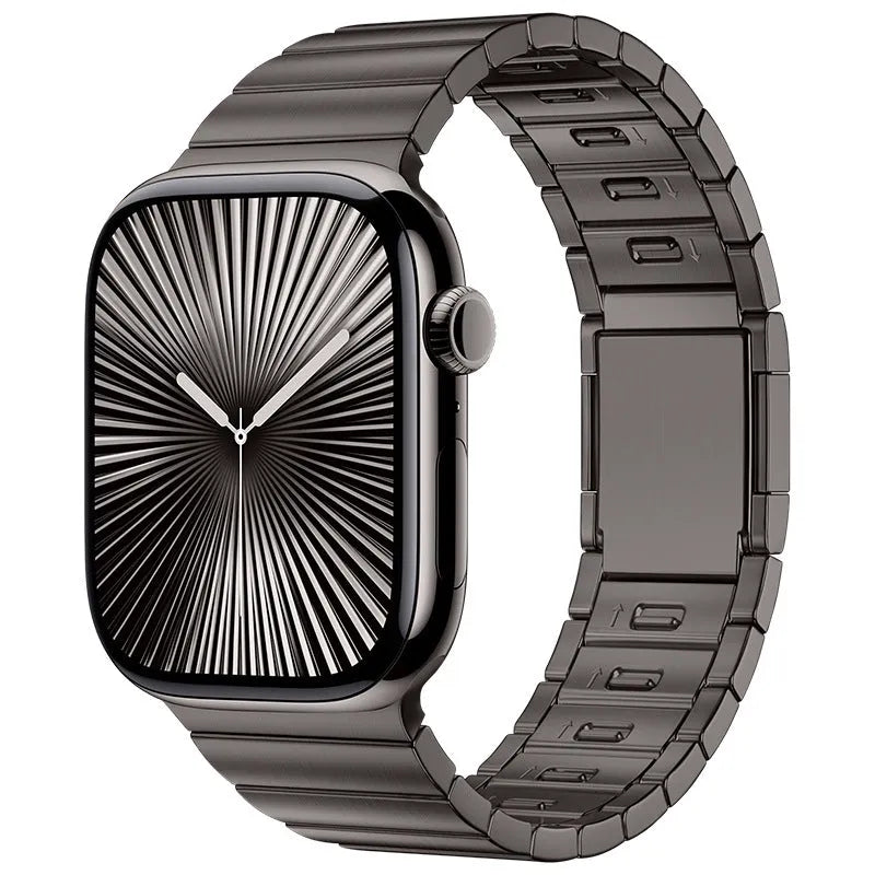 Stainless steel Apple Watch strap with magnetic buckle in multiple colour options