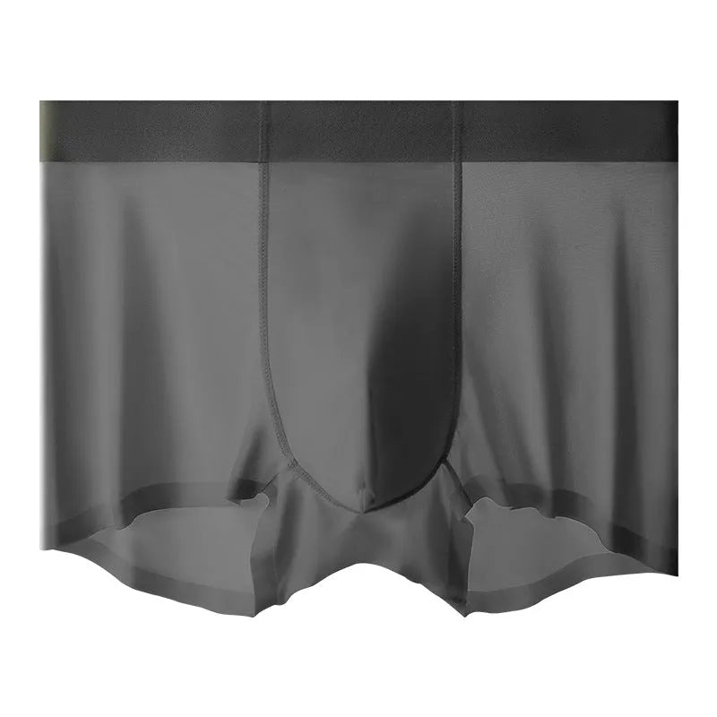Men's antibacterial ice silk shorts in bean green colour with seamless mid-waist design