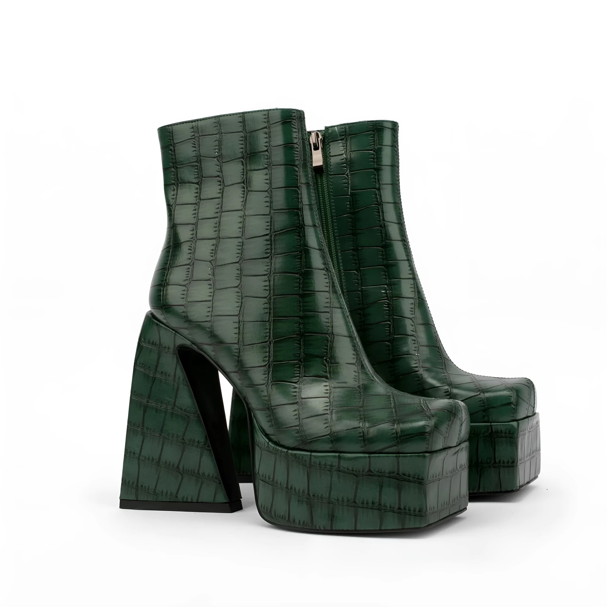 Women's ankle boots with super high heel above 8cm in red, green, black, beige, and brown colour options