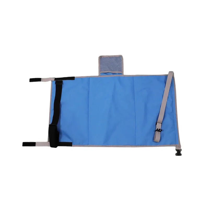 Portable children's aircraft pedal seat extender with drawstring pocket in blue colour