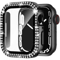Apple Watch case with double diamond glass in rose pink, shown fitted on a 41mm Apple Watch.