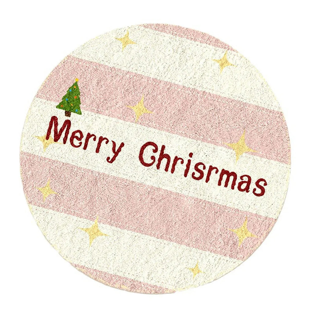Alien-shaped round Christmas carpet with festive gingerbread man pattern on imitation cashmere material