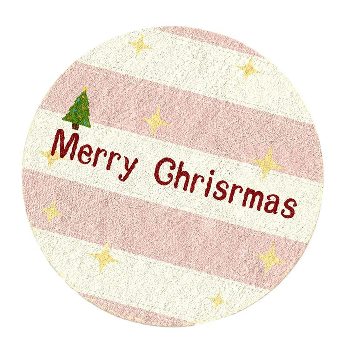 Alien-shaped round Christmas carpet with festive gingerbread man pattern on imitation cashmere material