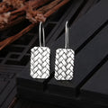 Women's 925 silver woven diamond plaid geometric earrings measuring 17.5mm by 11mm