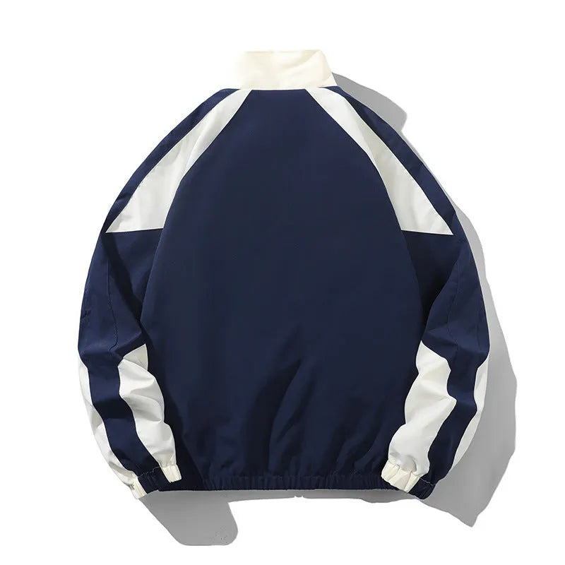 Men's black casual jacket with contrast stitching detail and side seam pockets