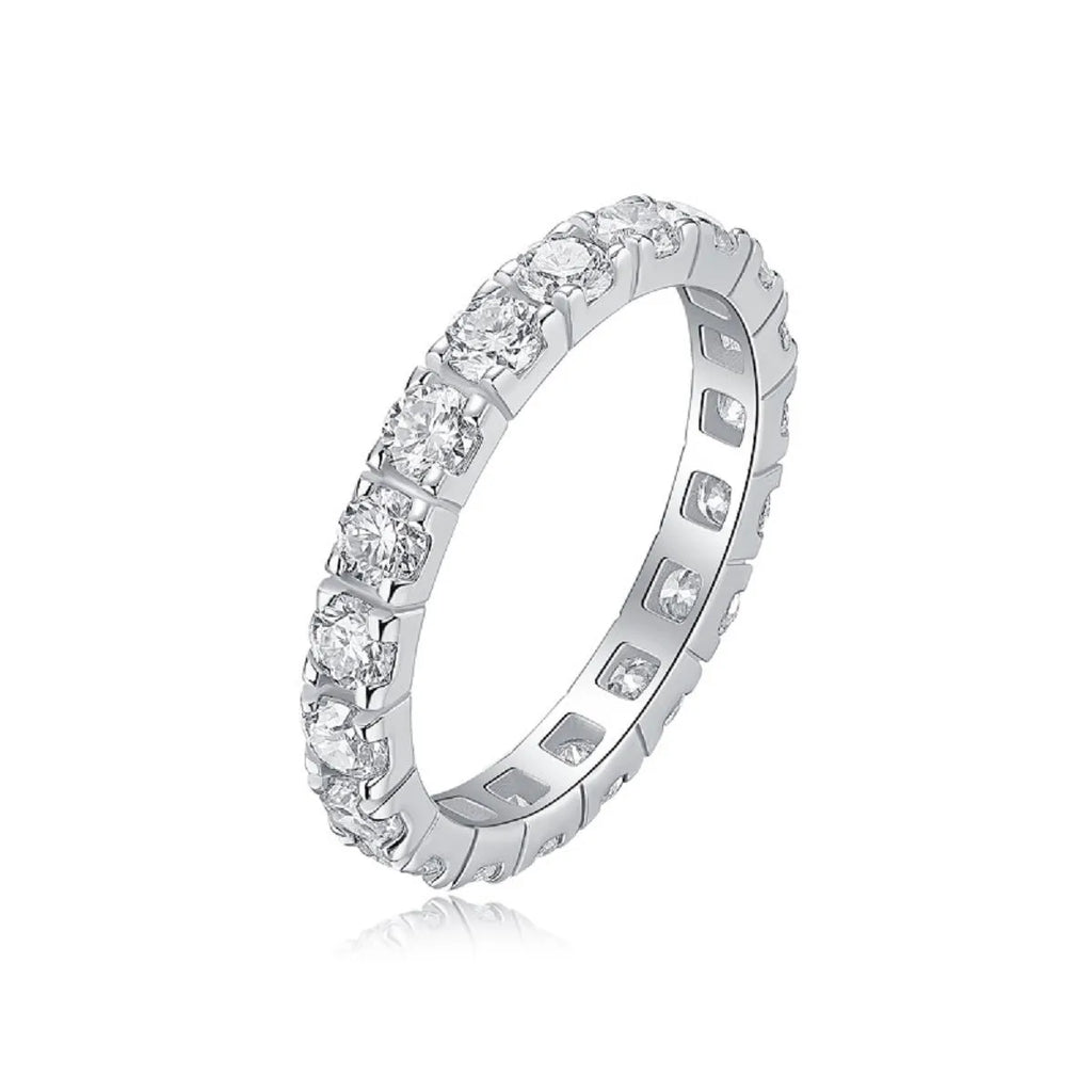 Women's sterling silver ring with round geometry design in fashion OL style