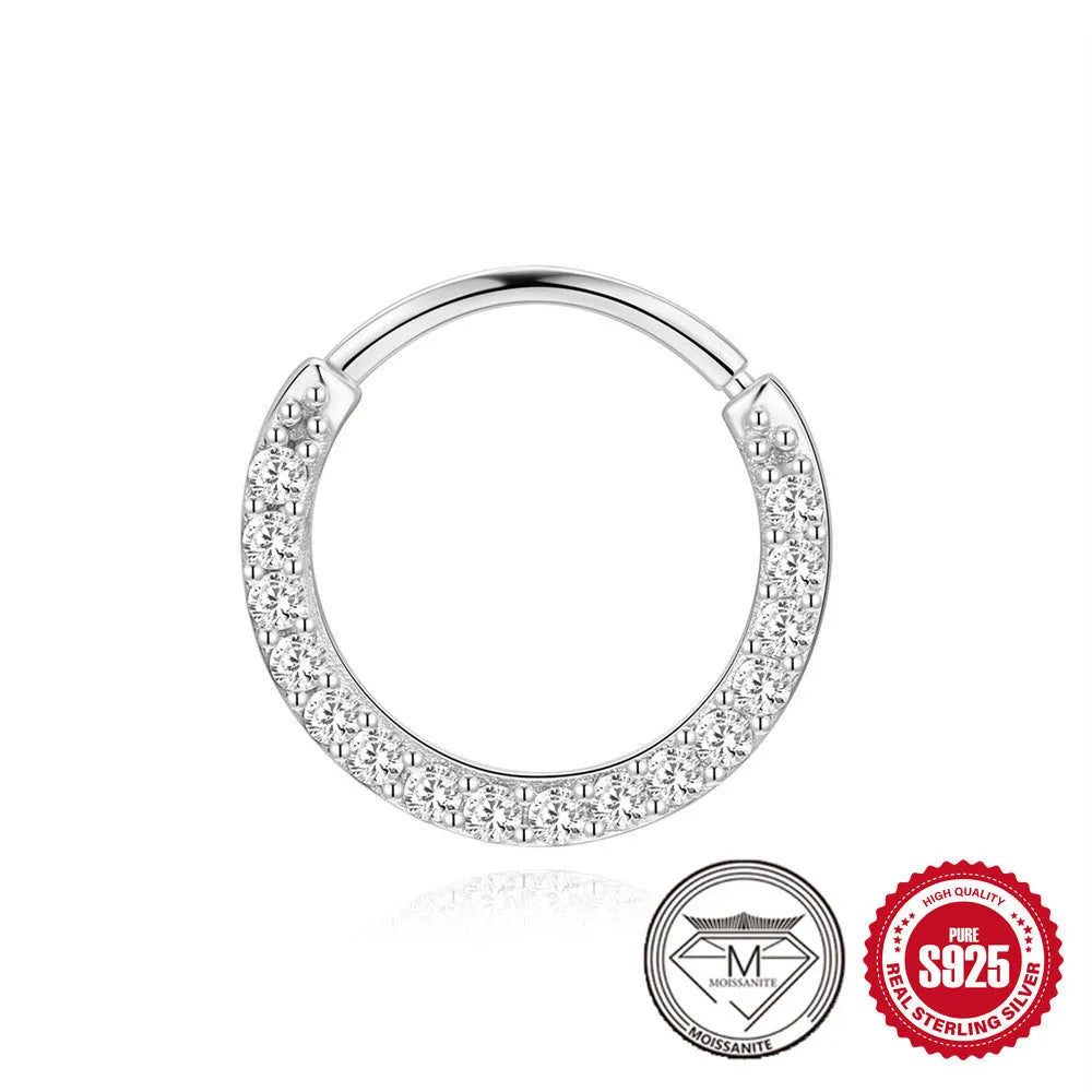 Geometric petal diamond stud earrings in platinum-colour sterling silver with ear clip fastening