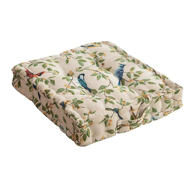 American floral pattern dining chair cushion with 40cm square dimensions and 8cm thick PP cotton filler