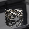 Copper geometric ring with thorn flower design and adjustable opening