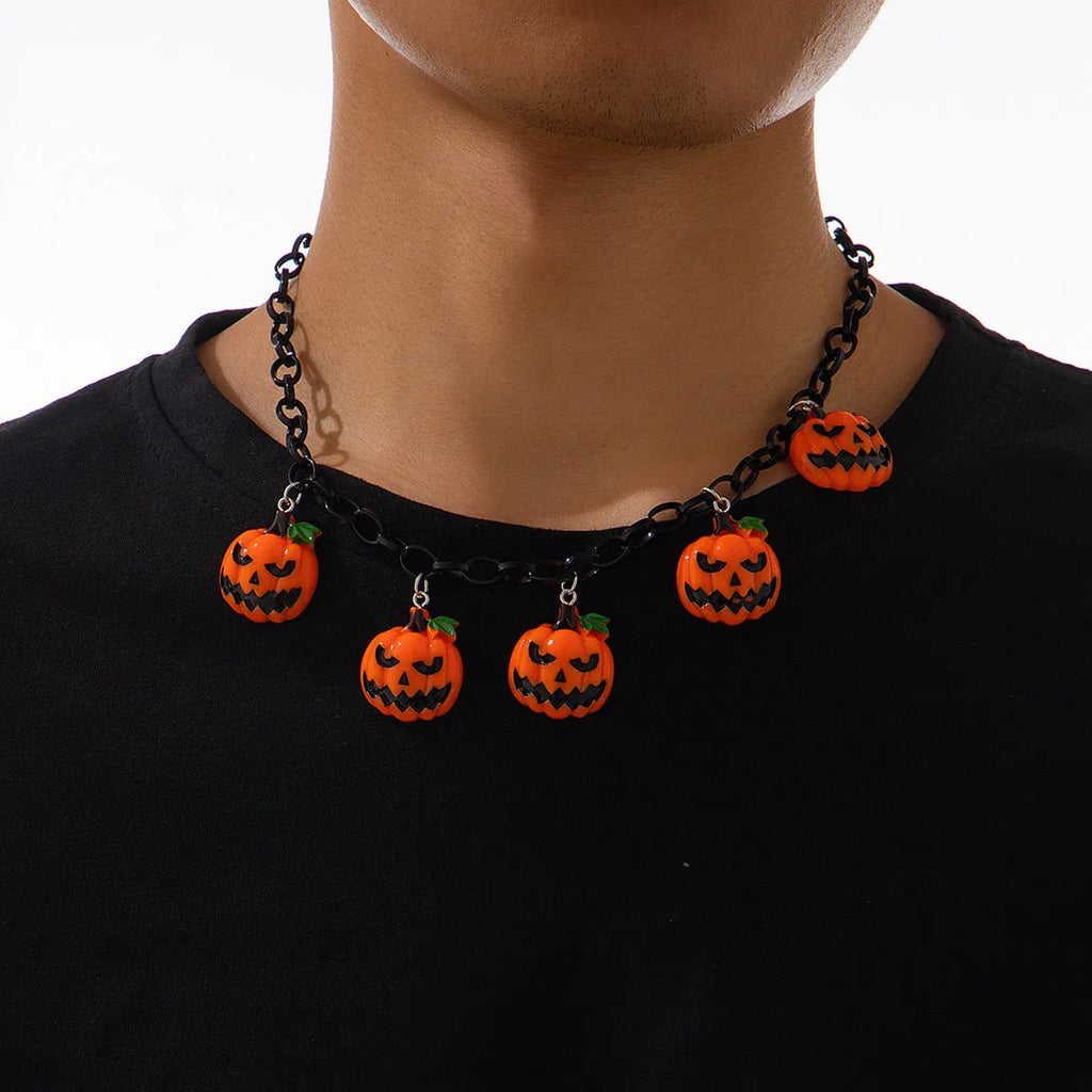 Halloween ghost pumpkin necklace with acrylic cartoon pendant in mixed colours