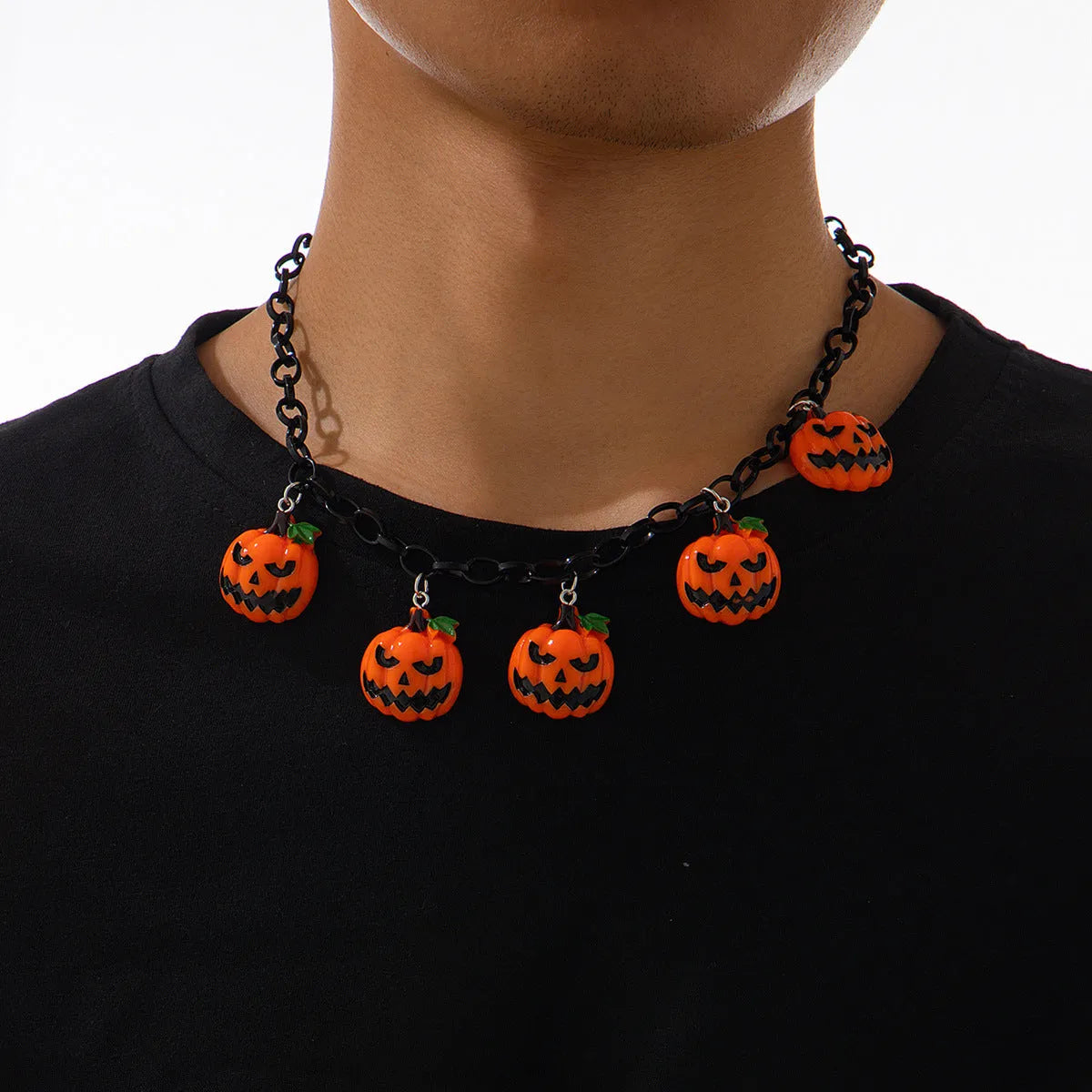 Halloween ghost pumpkin necklace with acrylic cartoon pendant in mixed colours