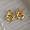 Retro geometric circle pendant earrings in gold or silver finish, 3.4 cm height