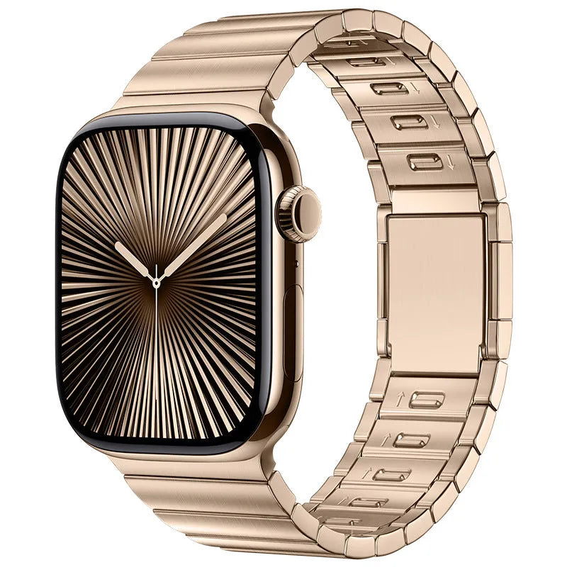 Stainless steel Apple Watch strap with magnetic buckle in multiple colour options