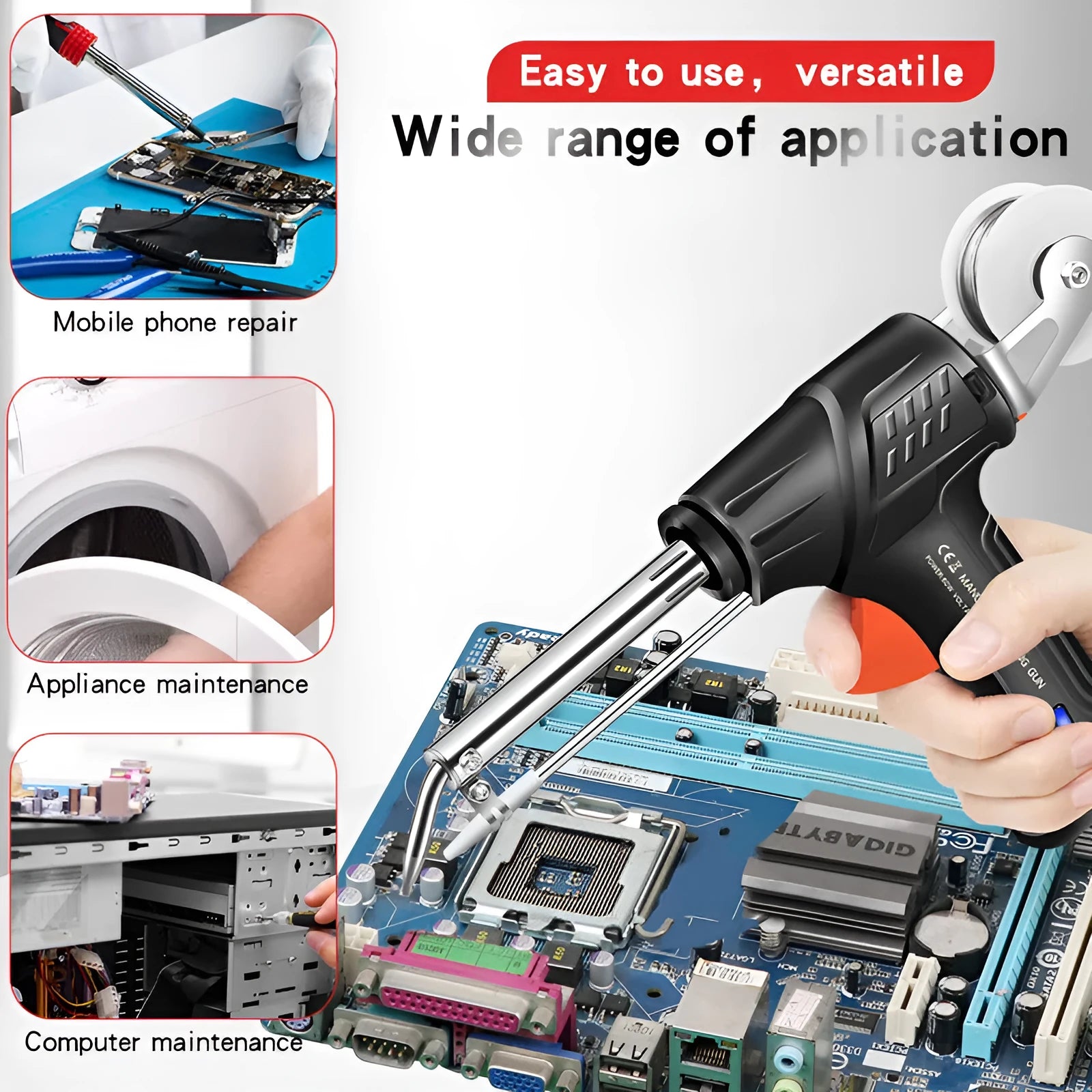 Black G102 outer soldering gun kit with light, 5-piece set in medium standard 205x170mm size