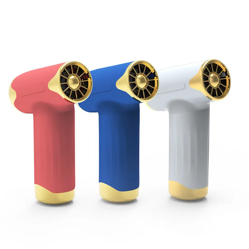 Wireless handheld turbofan in blue colour with brushless motor construction