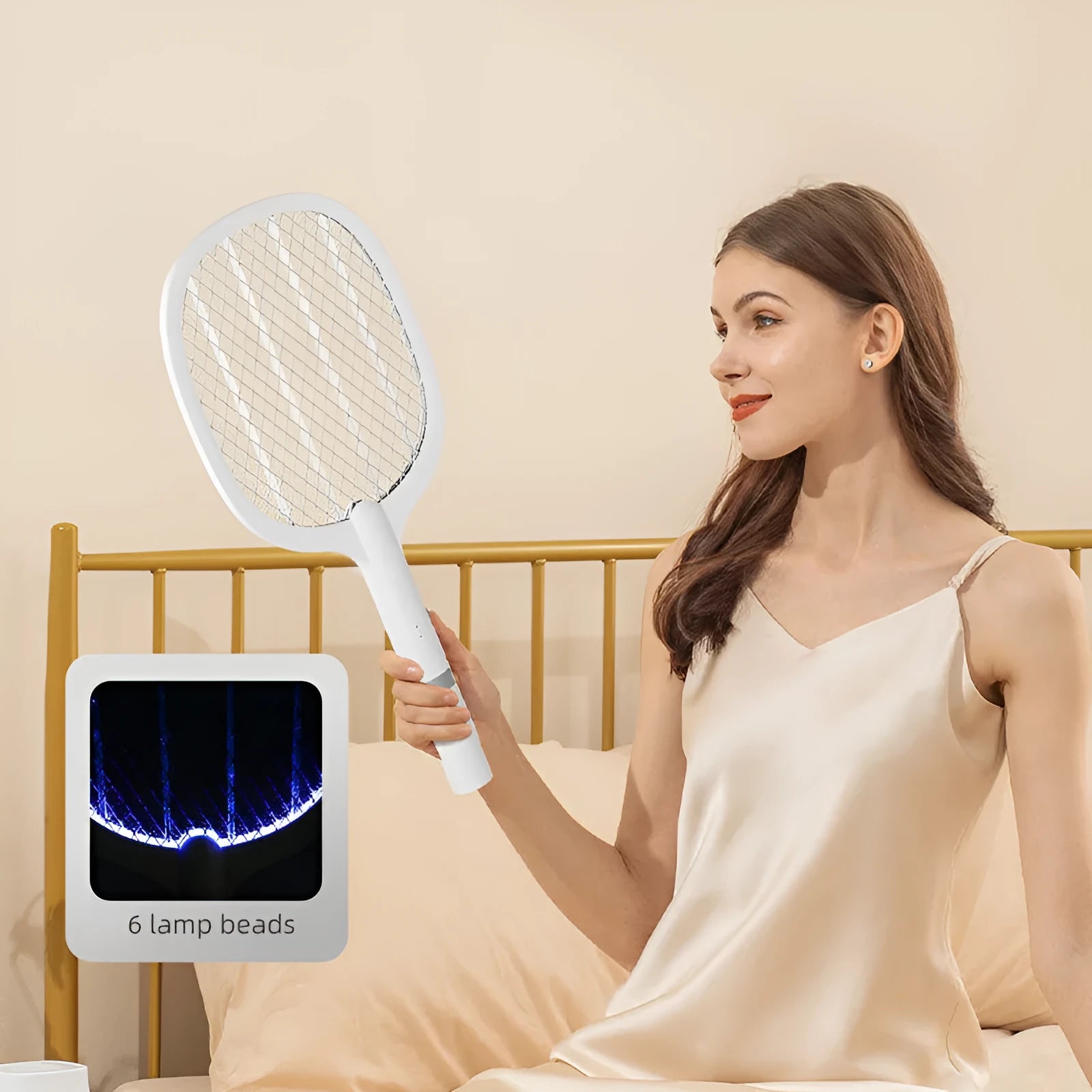 Purple and blue rechargeable electric mosquito swatter for indoor insect control