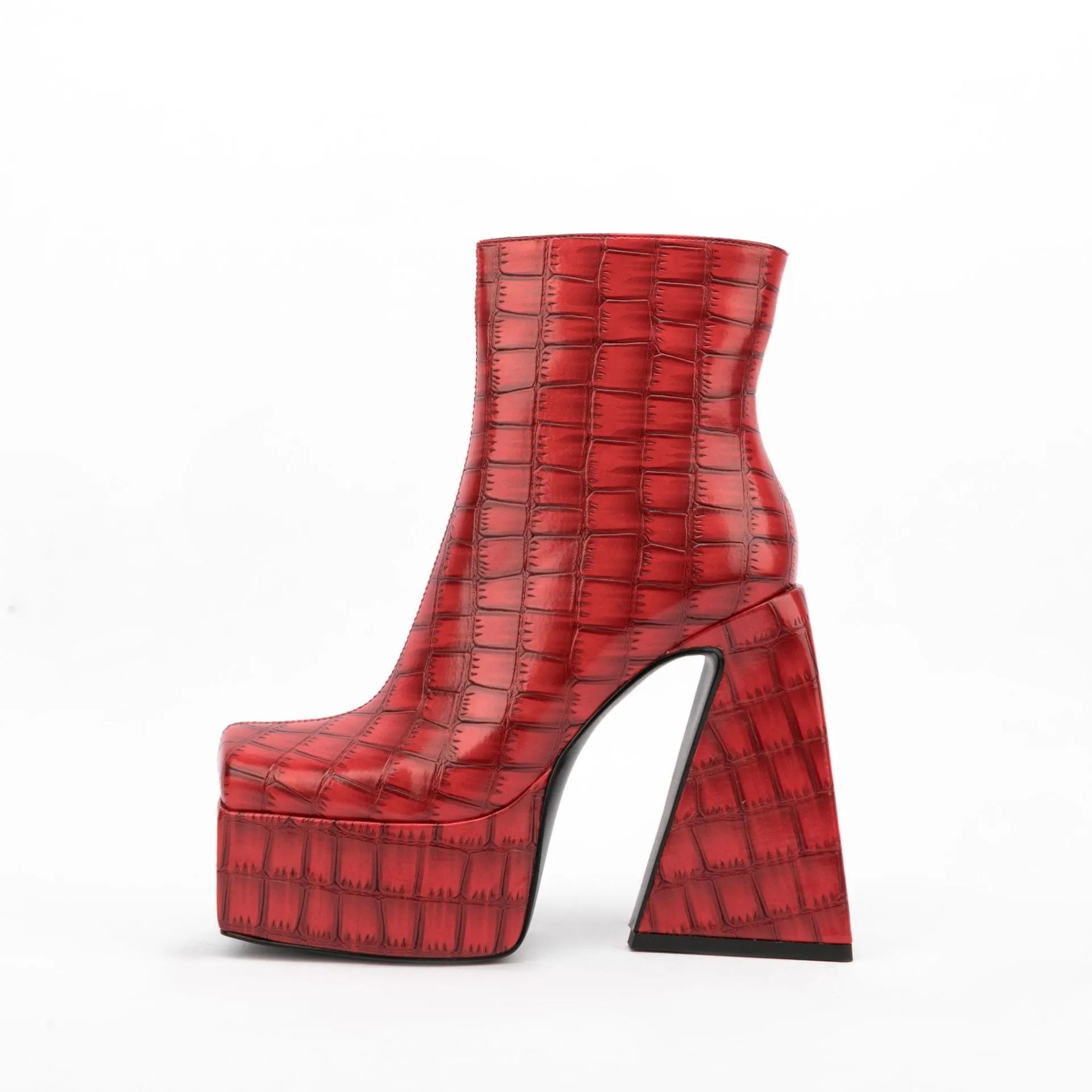 Women's ankle boots with super high heel above 8cm in red, green, black, beige, and brown colour options