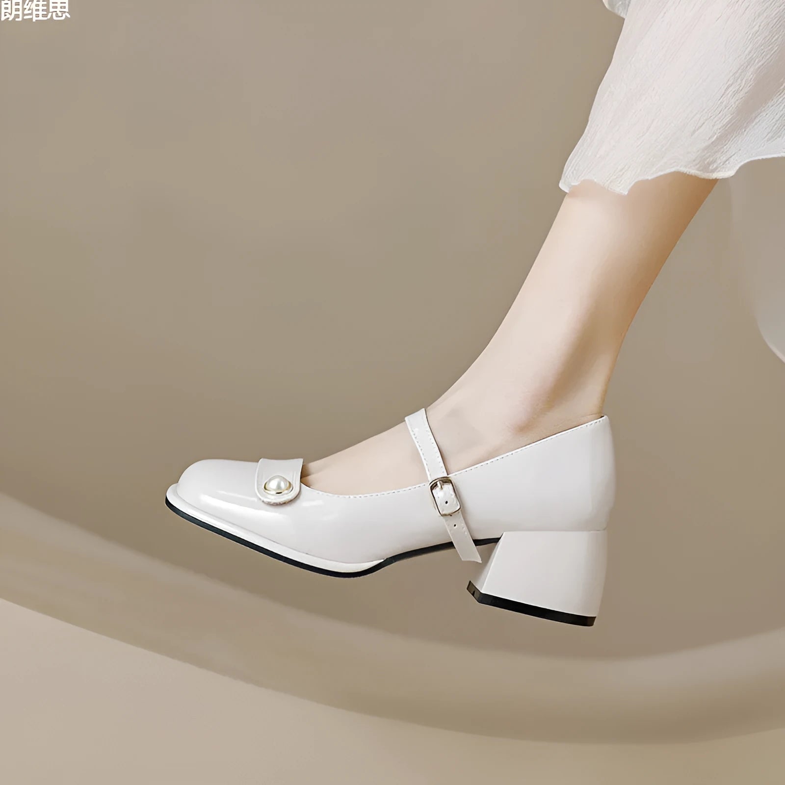 French style patent leather hiking pumps with chunky square-toe heel and buckle fastening in three colour options