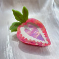 Manual craft strawberry design hairpin in pastoral style, shown in pink and red colour options.