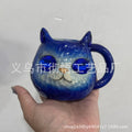Resin crystal earth cat cup craft ornament in American style, shown in blue, green, pink, and purple colour options.