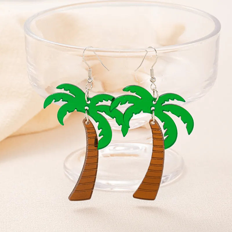 Acrylic drop shape earrings with botanical artwork in five colour options