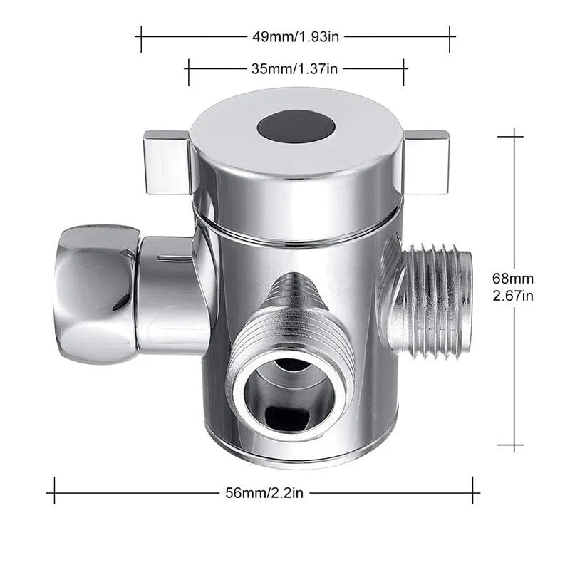 Copper shower water distributor with metal joint connection and American bracket mounting