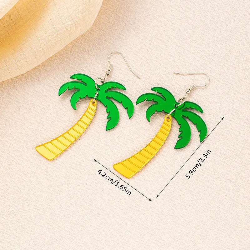 Acrylic drop shape earrings with botanical artwork in five colour options