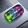 Wireless Bluetooth gaming mouse with luminous LED indicators and metal scroll wheel in black finish