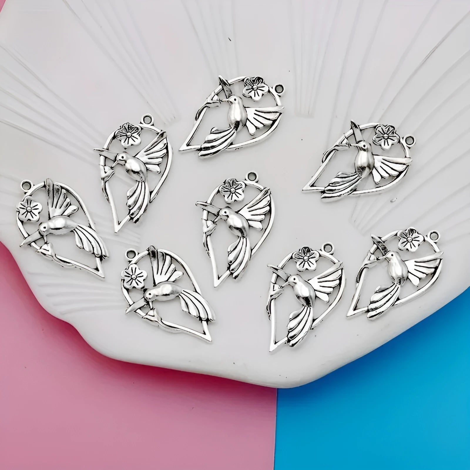 Alloy magpie bird pendant with electroplated finish in P234 colour for DIY jewellery making.